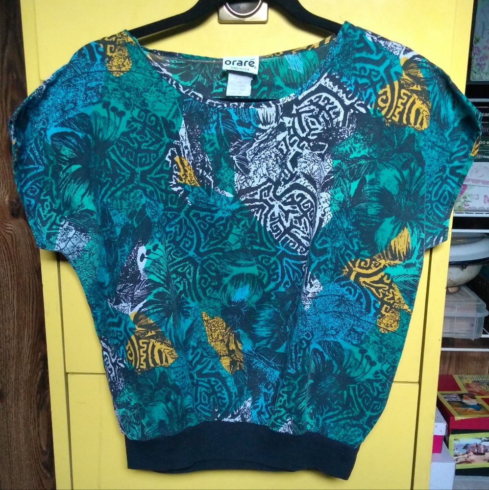Vintage 1980s Jungle Print Blouse